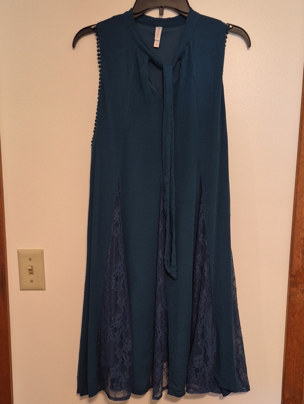 Xhilaration Sleeveless Dark Green Lace Panel Dress SZ L